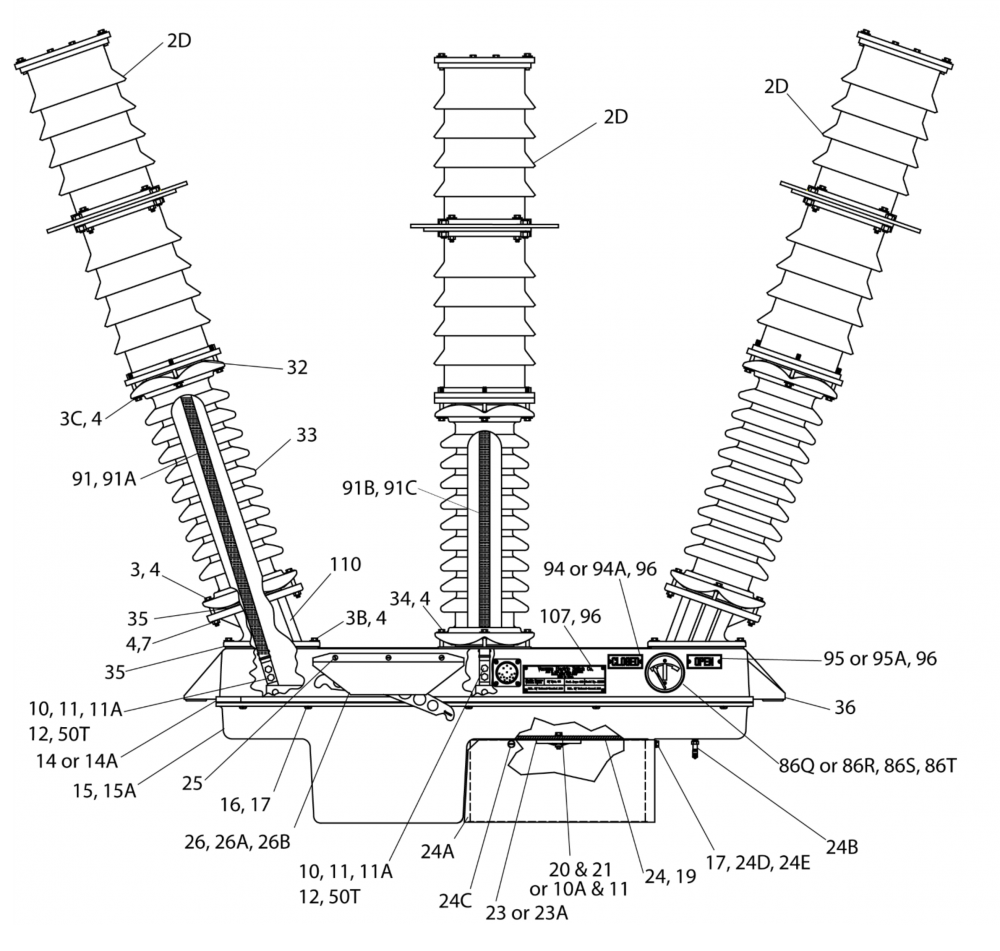 34kV 300A Three Pole Vacuum Switch VESCO